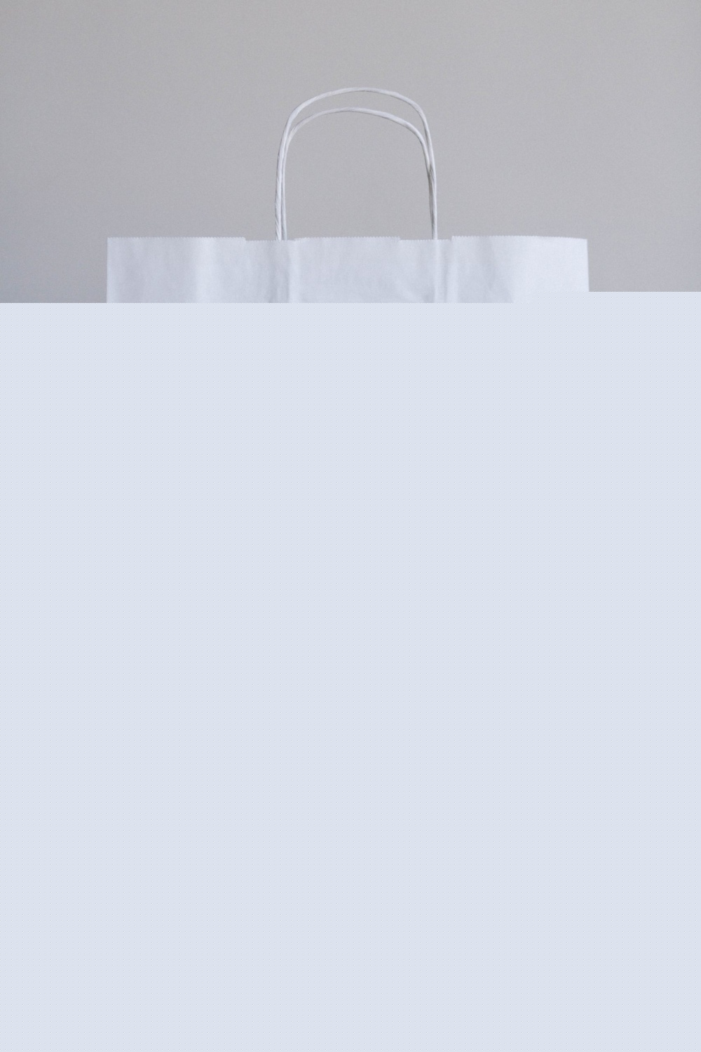 Крафт пакет, плоские ручки, 22*9*33 см (ш*г*в), белый 80 гр.