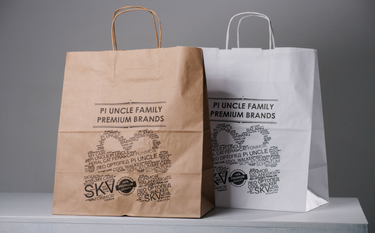 Пакет крафт, крученые ручки, 35*15*45 см (ш*г*в), белый 80 гр.