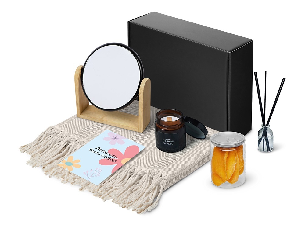 Подарочный набор Re:f. Shelter  с пледом, зеркалом, свечой и диффузором