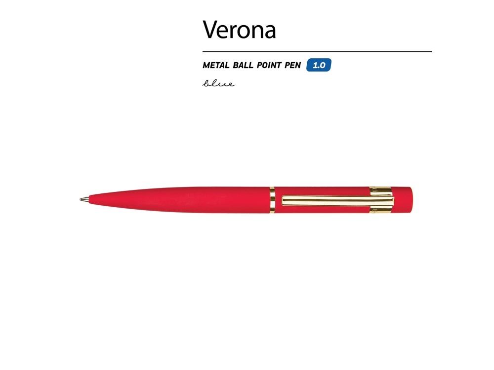 Ручка металлическая шариковая Verona, софт-тач