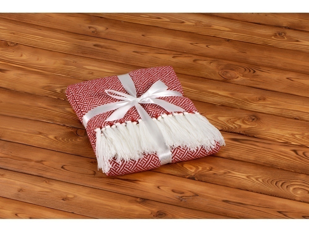 Плед акриловый с белой бахромой Tassel