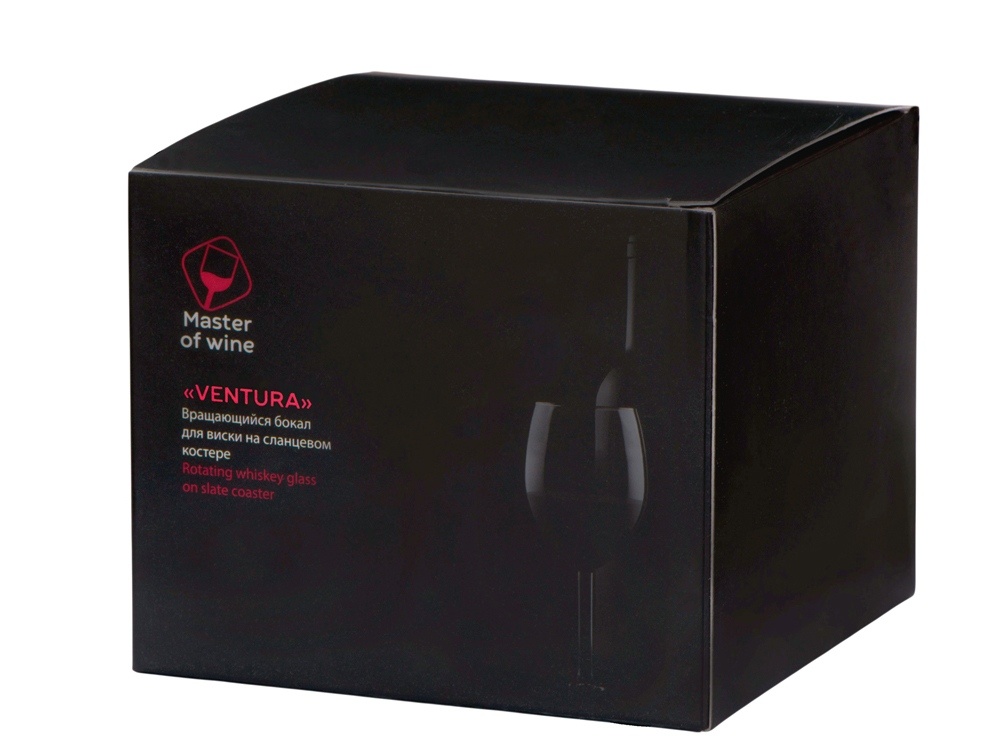 Вращающийся бокал для виски на сланцевом костере Ventura
